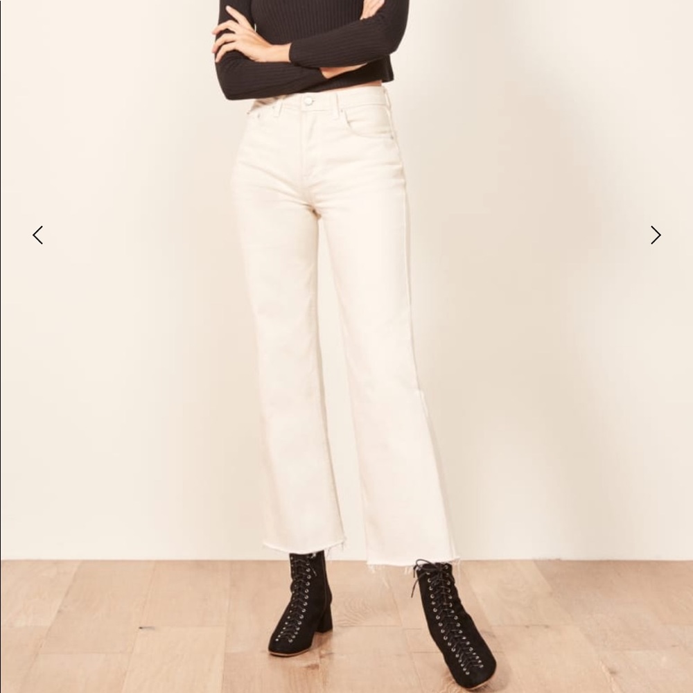 REFORMATION Fawcett Jean in Ivory, Size 28!